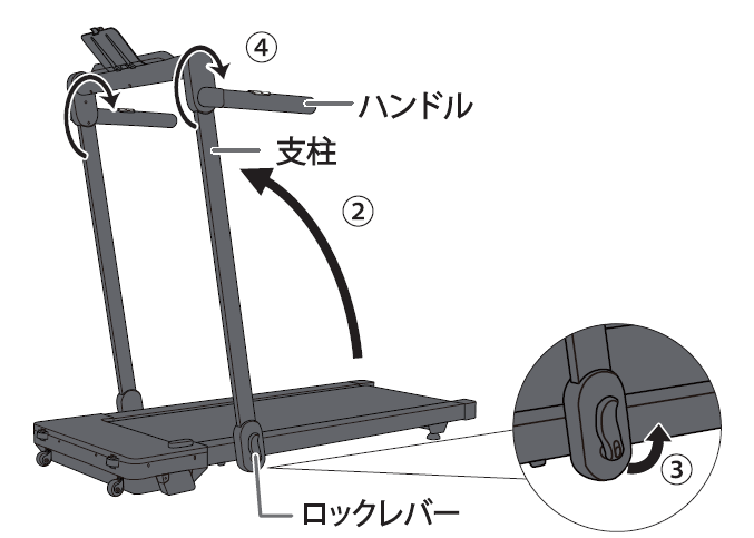 AFR2226 ランニングマシン2226】支柱の開き方・折りたたみ方法 | よく