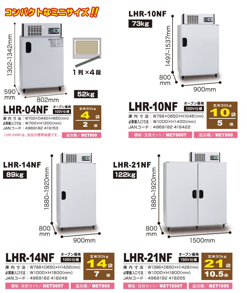 玄米専用低温貯蔵庫 LHR-NF | 保管庫・保冷庫 | 製品情報 | 住宅機器 