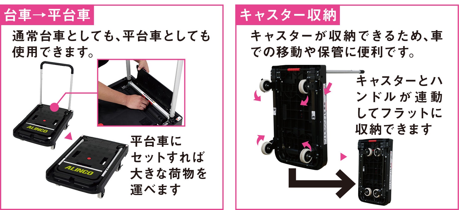 アルインコ 折りたたみ台車 ツインキャリー MTW100 後輪ブレーキ付　中古　リサイクルショップ宮崎屋佐土原店22.11.16k ALINCO（アルインコ） 【在庫あり】【即納可】アルインコ 折りたたみ